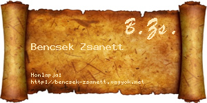 Bencsek Zsanett névjegykártya